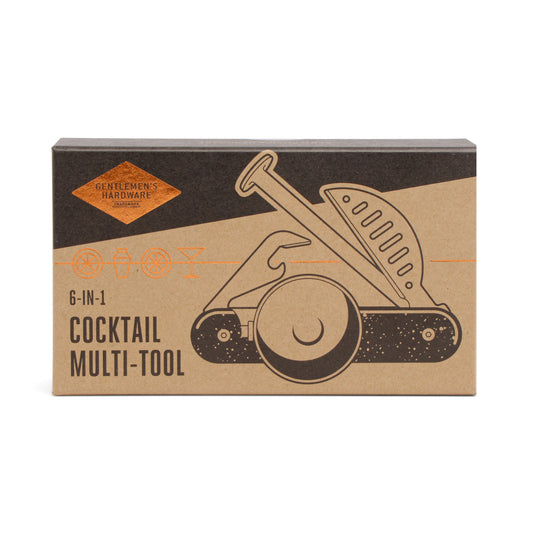 A cardboard box labeled Cocktail Multi-Tool features an illustration of this versatile bartending tool on the front.