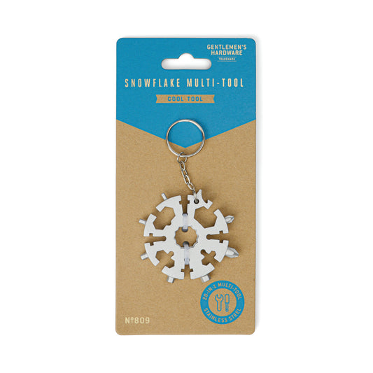 A packaged Snowflake Tool from Gentlemens Hardware, made of durable stainless steel and snowflake-shaped for versatile everyday use.