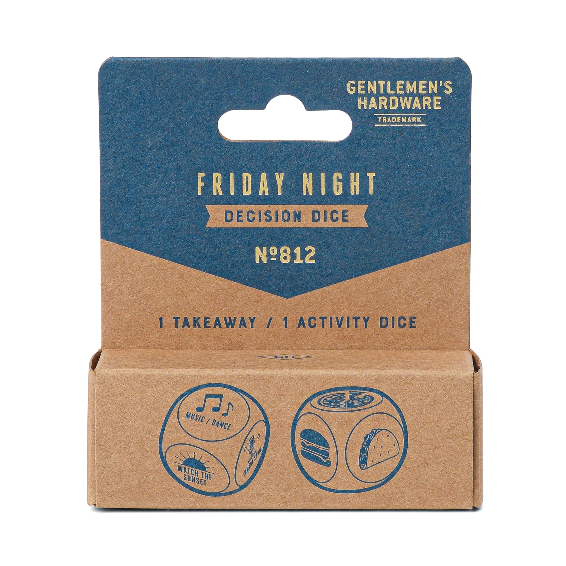 A unique gift, Friday Night Dice includes two dice—one for takeaway options and one for fun activities—perfect for spicing up your plans.