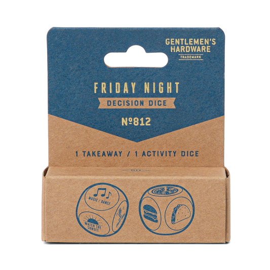 A unique gift, Friday Night Dice includes two dice—one for takeaway options and one for fun activities—perfect for spicing up your plans.