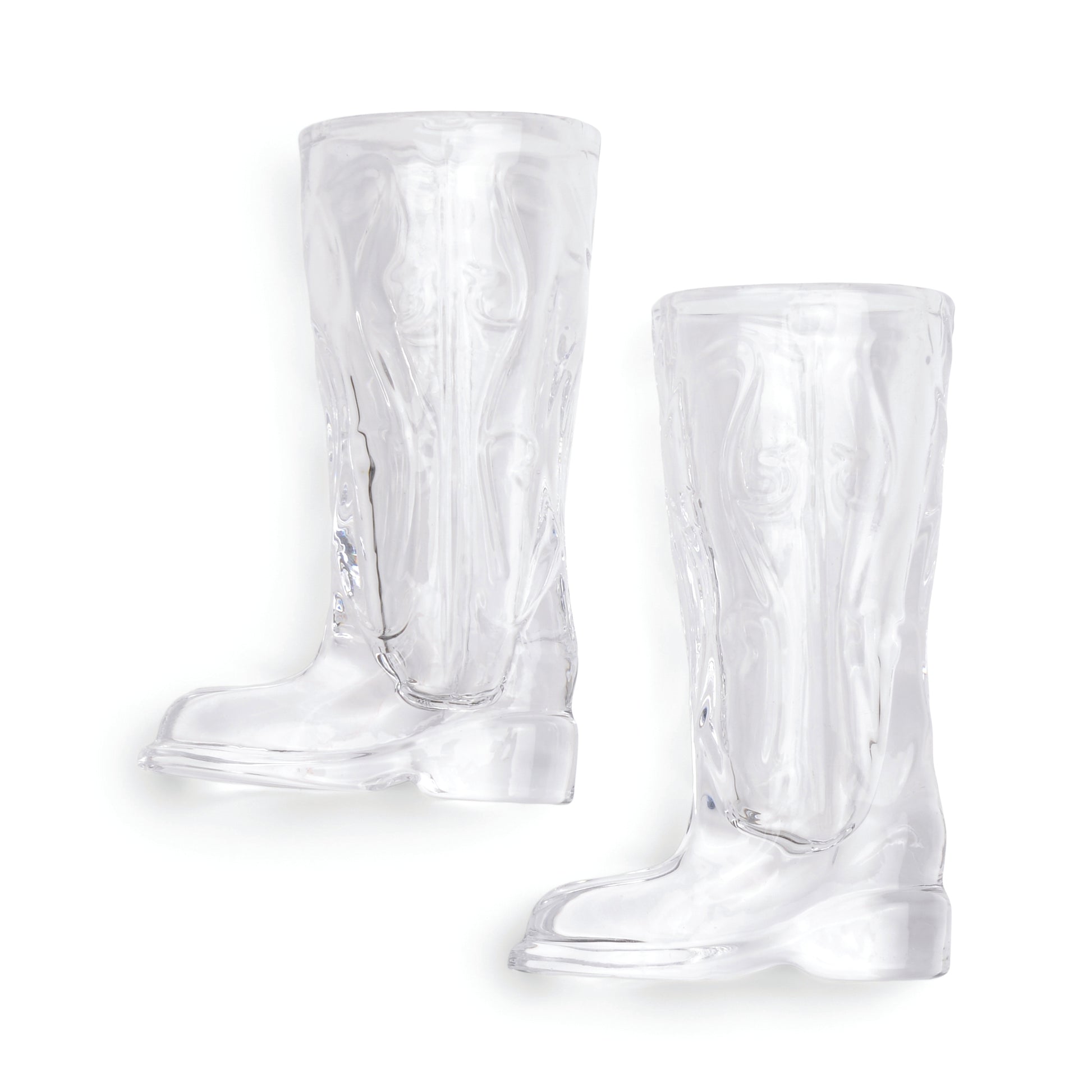 The Set of 2 Cowboy Boot Shot Glasses is shown against a white background—a playful addition to any home bar.
