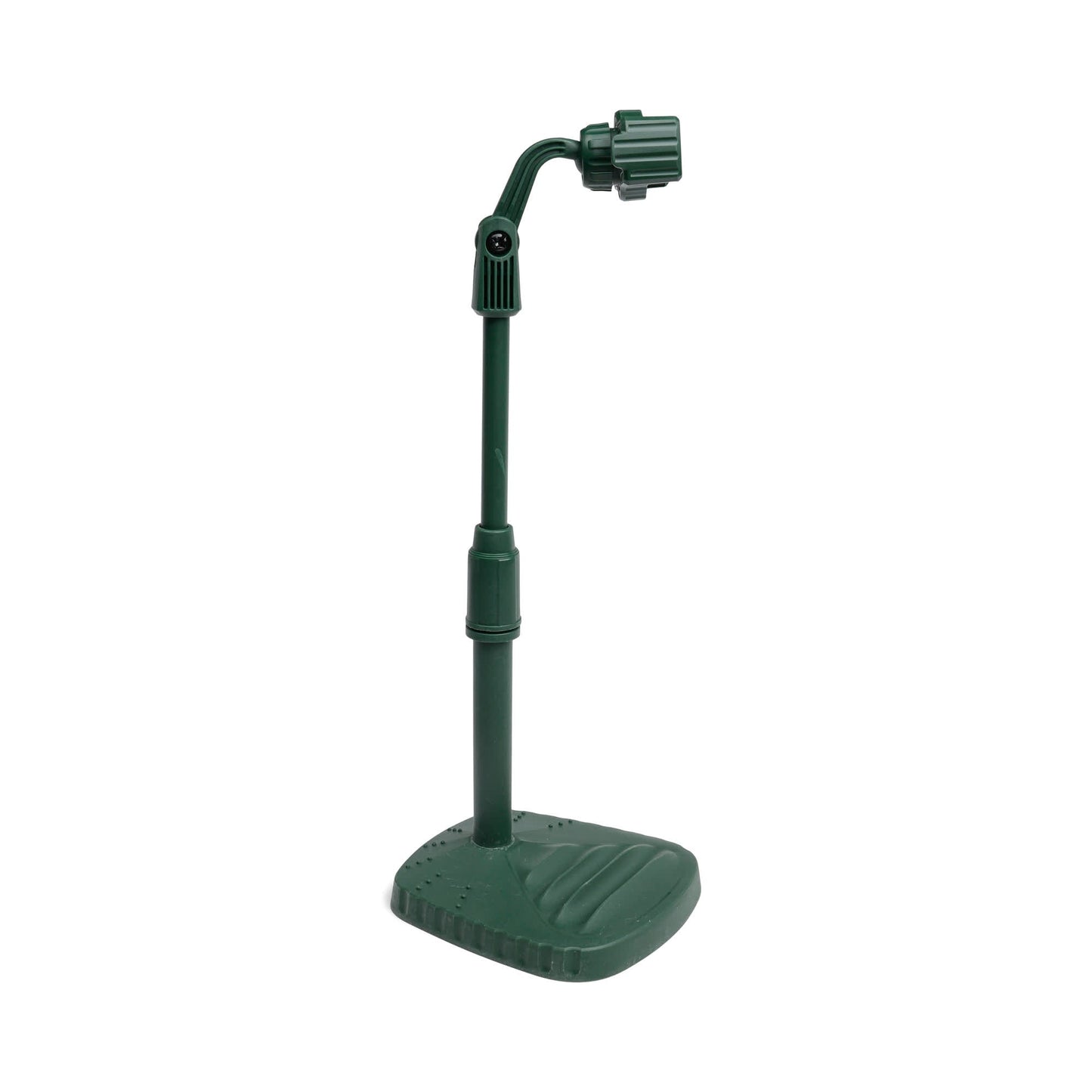 A versatile phone tripod with an adjustable green plastic head and sturdy base—ideal for watering your lawn or garden, then doubling as a handy desk companion or phone stand when not in use.