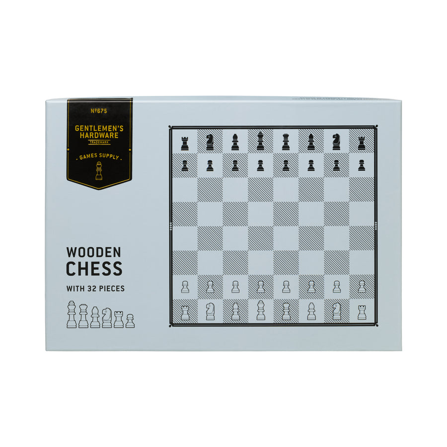Wooden Chess Set box with GH logo