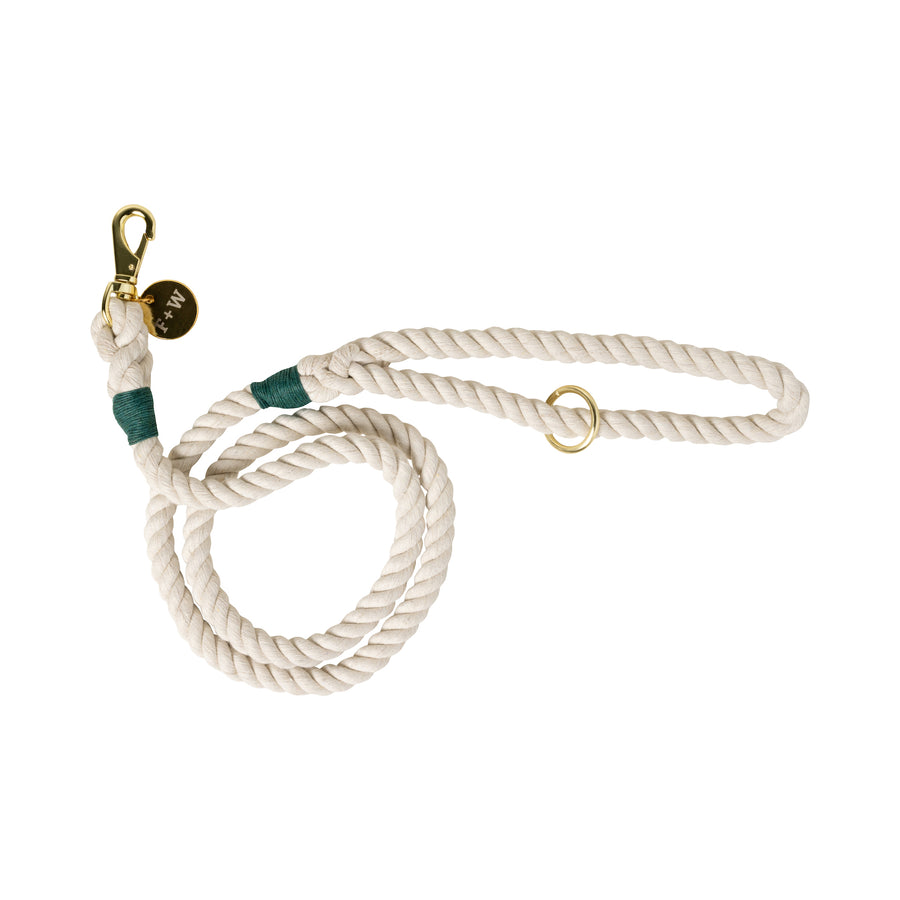 Rope Leash - Natural Cream with brass clasp
