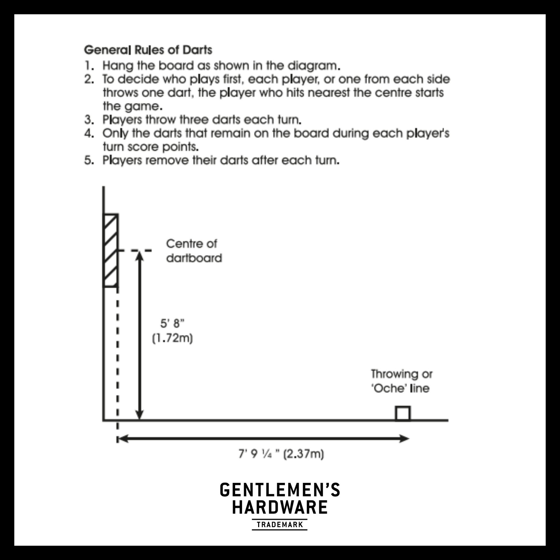 General rules of dart with distance and how to hang the dartboard