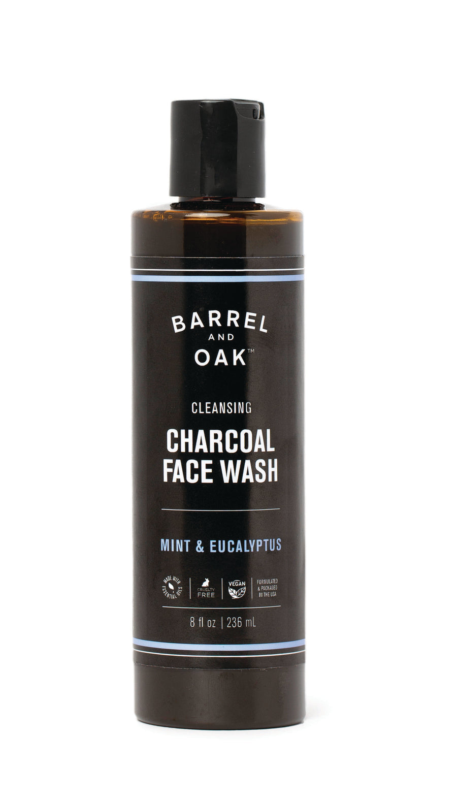 Cleansing Charcoal Face Wash - Mint & Eucalyptus 8 oz. black bottle