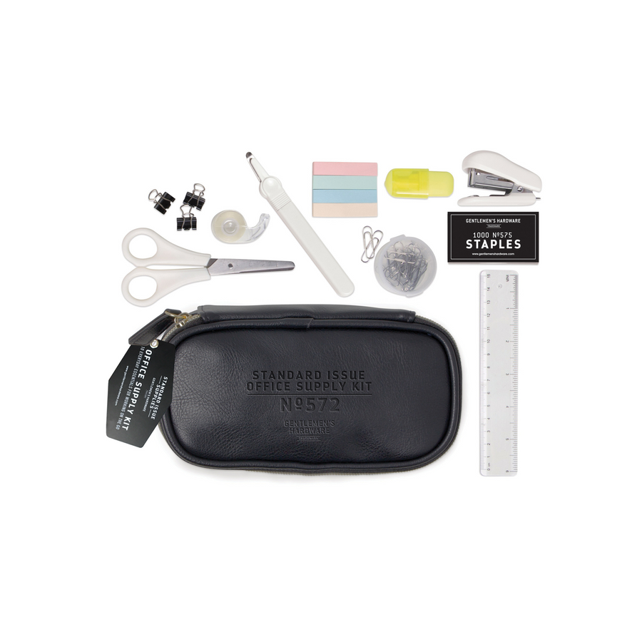 Standard Issue Office Supply Kit and contents on white background