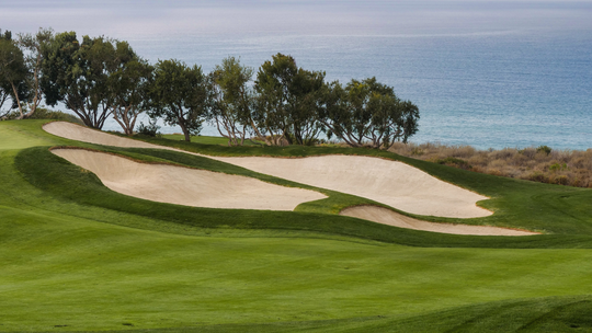 sand traps on an ocean-front golf course