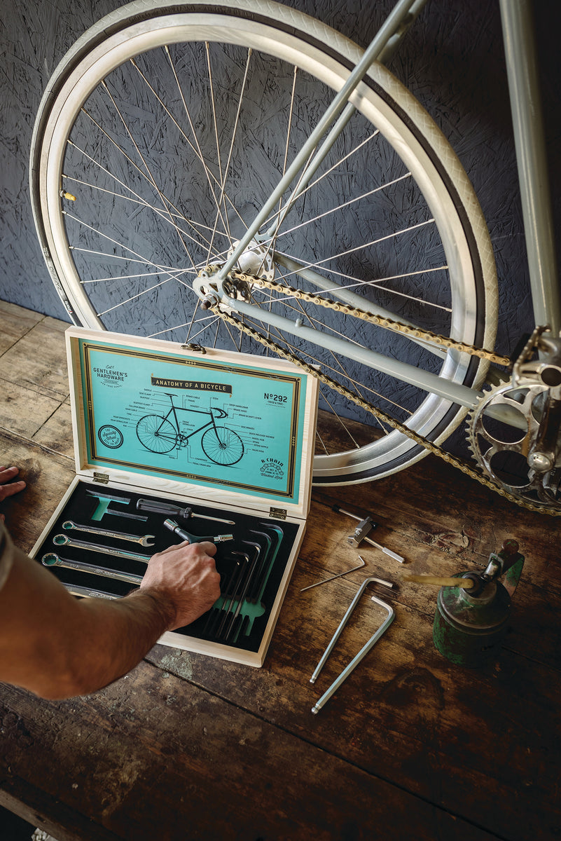 Bicycle Tool Kit with Wooden Box