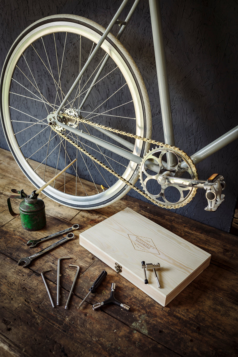 Bicycle Tool Kit with Wooden Box
