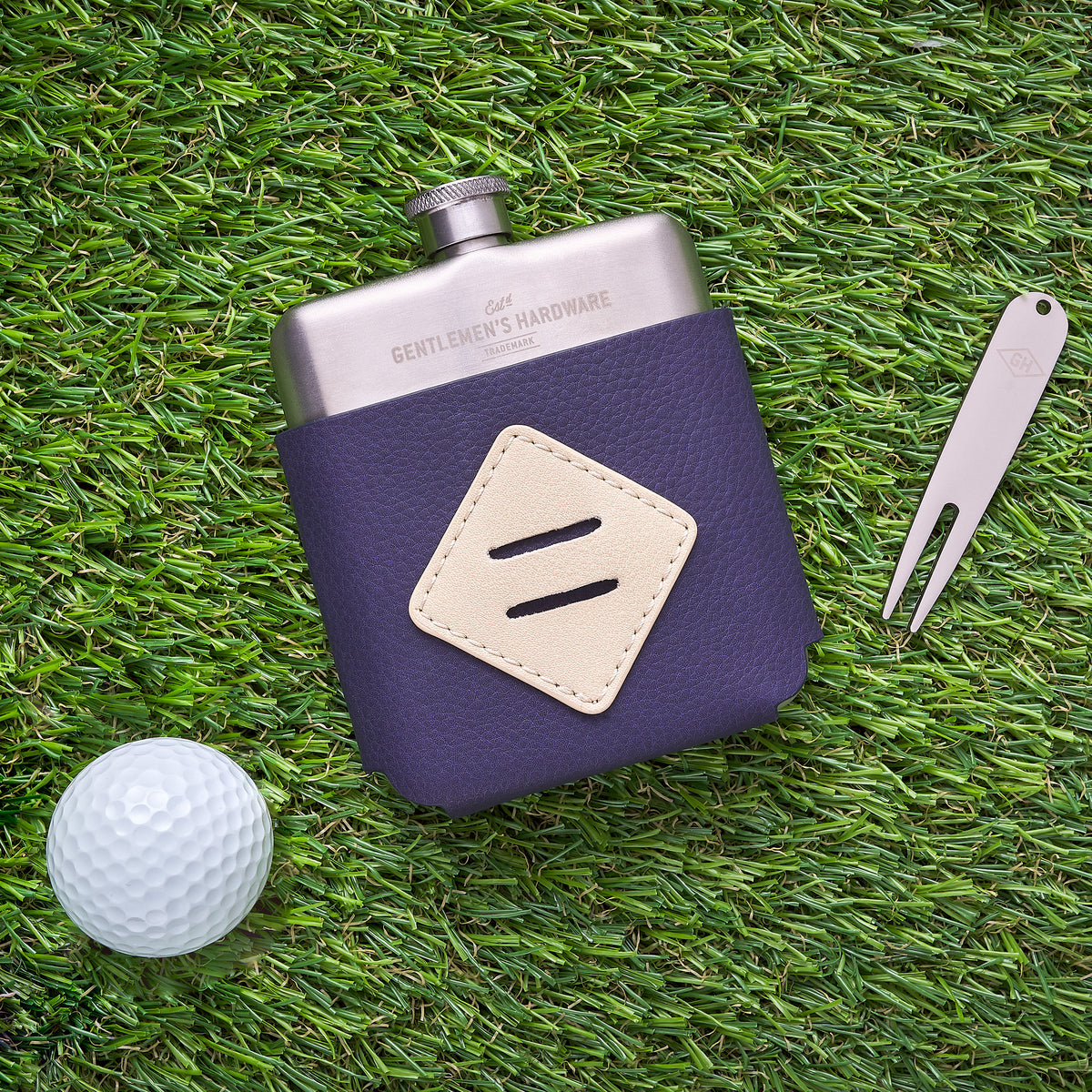 Golfer's Hip Flask & Divot Tool Set