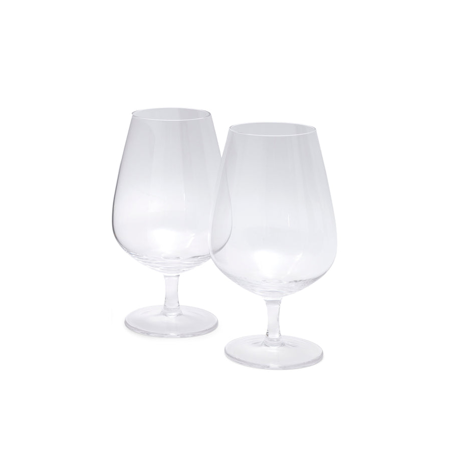 Two tulip beer glasses on white background