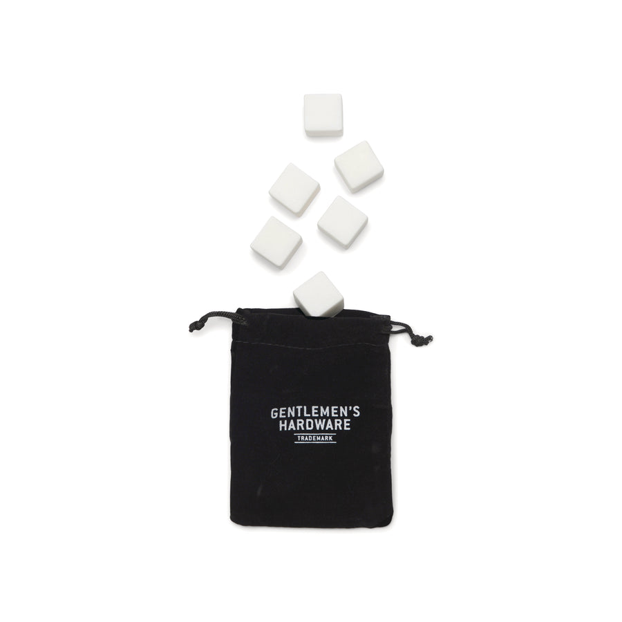 Gentlemen's Hardware Gin Stones and branded draw string bag on white surface