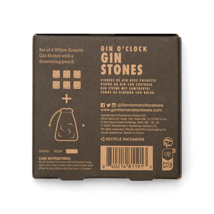 Gentlemen's Hardware Gin Stones box rear with logo, sku, barcode and product information