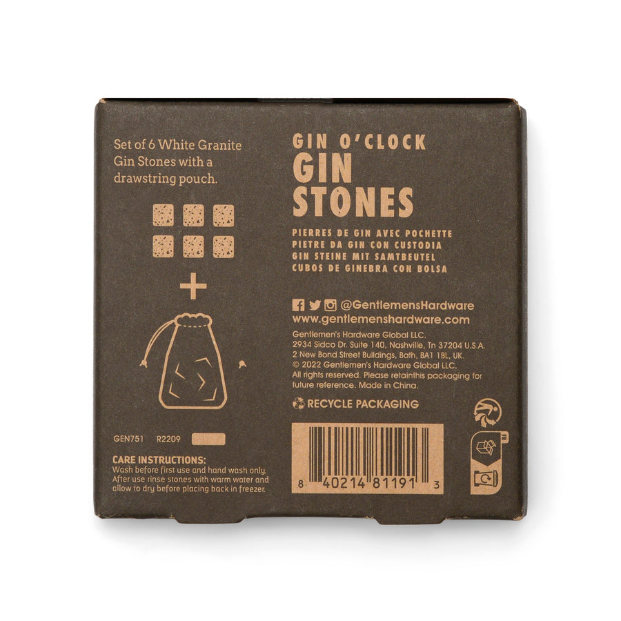 Gentlemen's Hardware Gin Stones box rear with logo, sku, barcode and product information