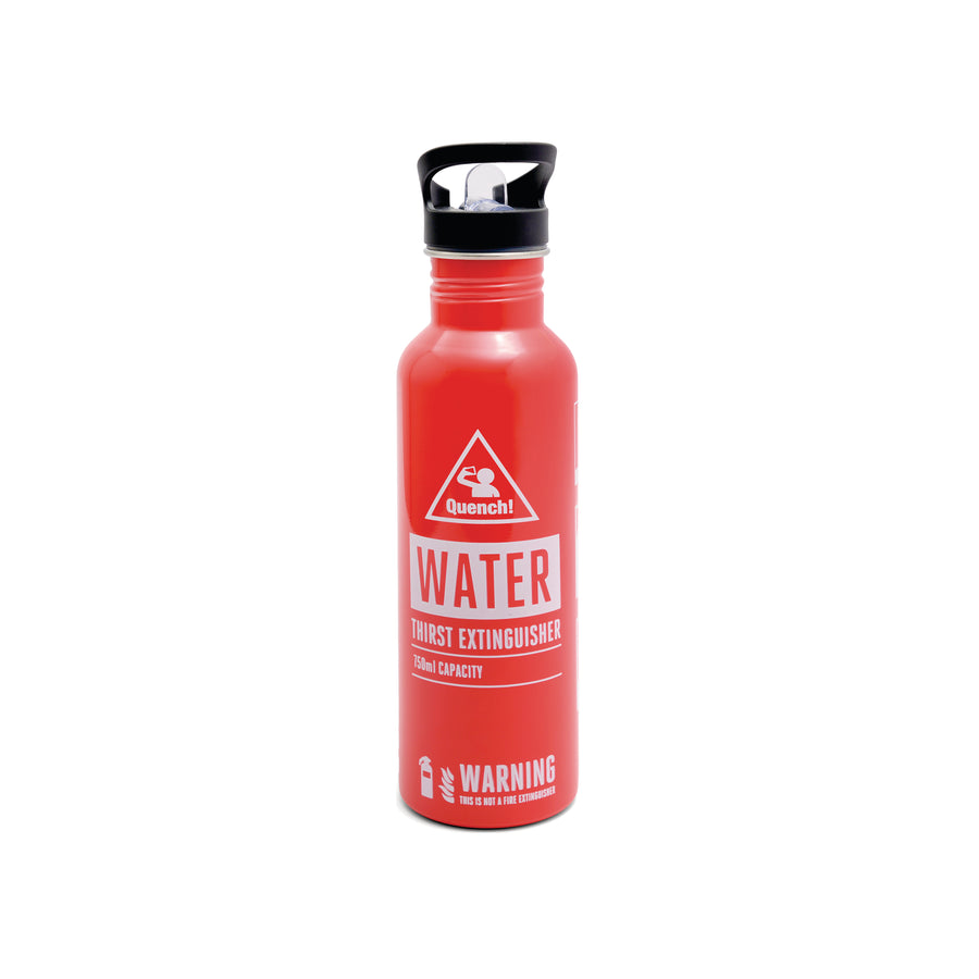 Gentlemen's Hardware Gulp Water Bottle in red with white designs to reflect a fire extinguisher