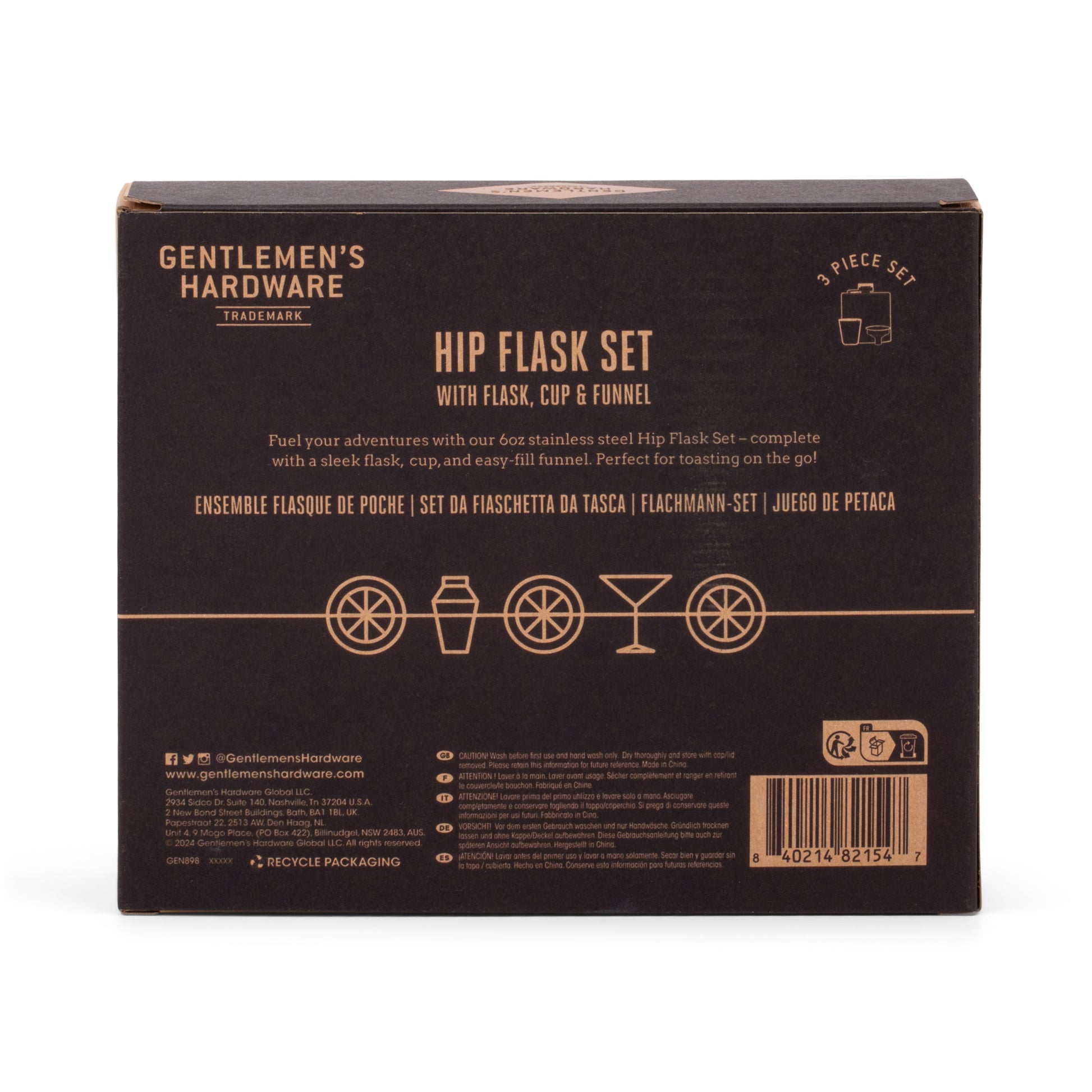 Hip Flask Set Gentlemen's Hardware