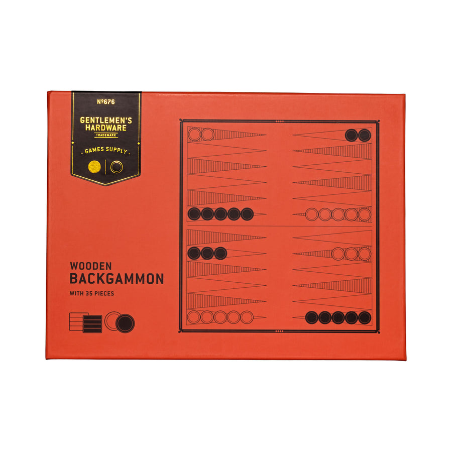 Wooden Backgammon Set box with gh log