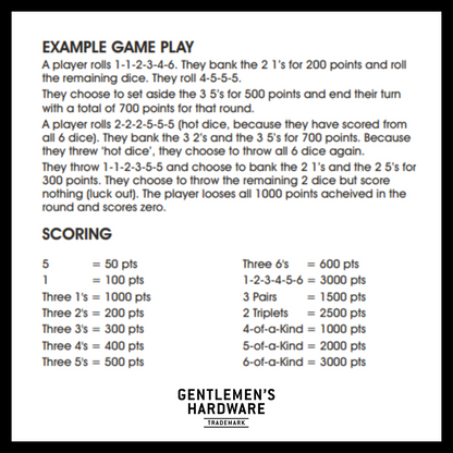 push your luck dice game explaining how to play the game and scoring