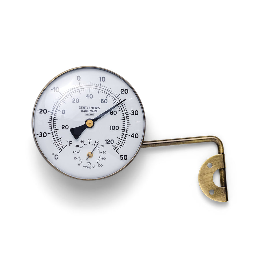 24-inch Outdoor Thermometer with Brass Finials