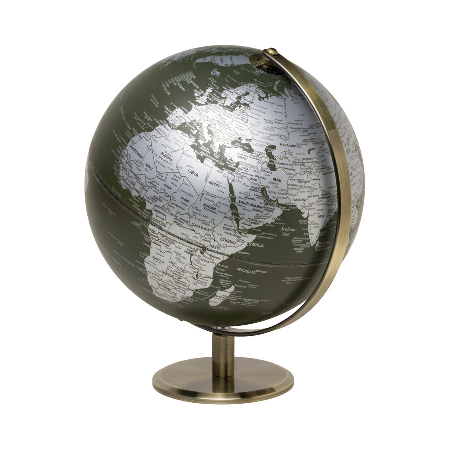 10" Green World Globe Light on brass stand