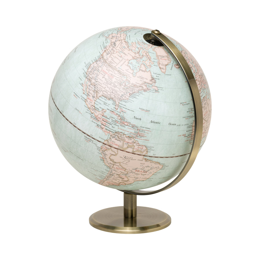 10" Vintage World Globe Light on brass stand