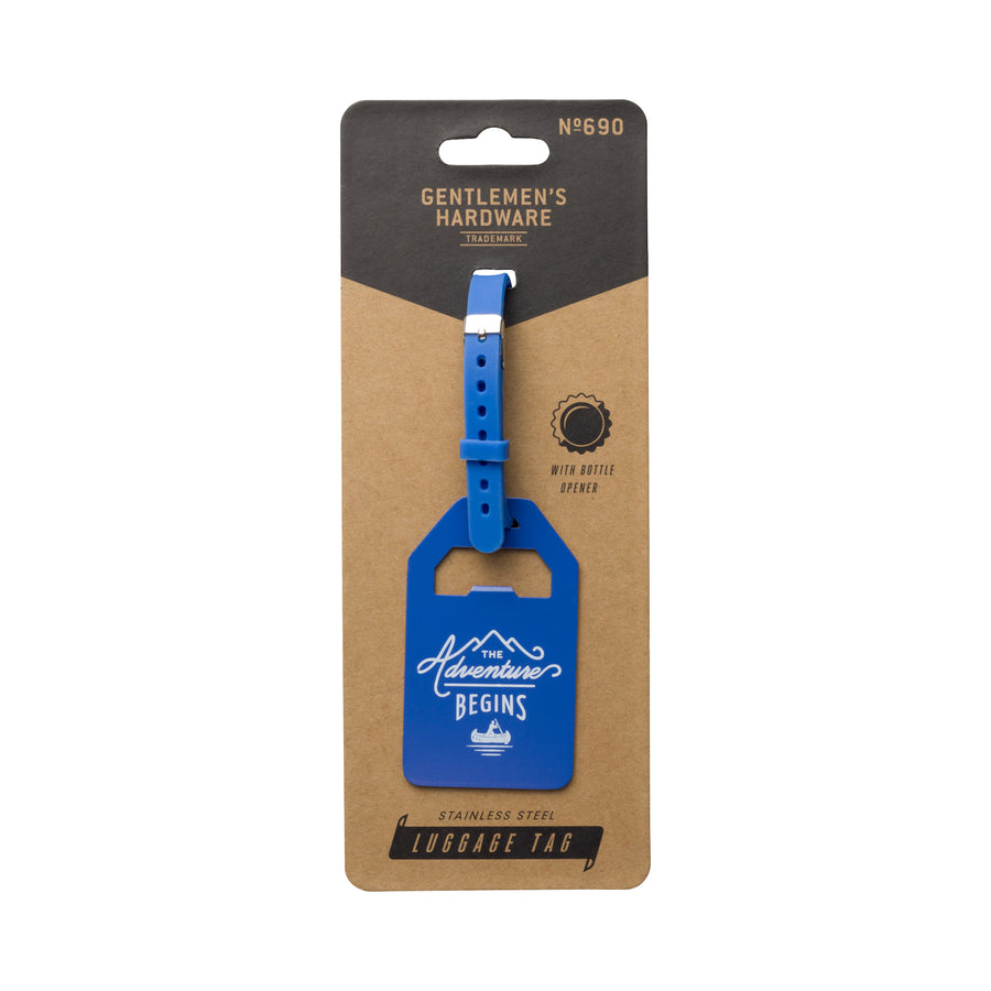 Luggage Tag - The Adventure Begins blue tag