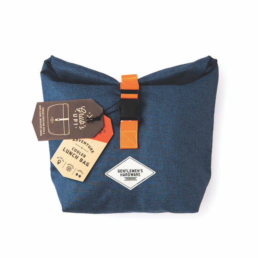 blue Roll-Top Lunch Bag with Gentlemen's Hardware logo patch